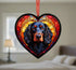 Cocker Spaniel (Working) Black Stained Glass Effect Heart Suncatcher